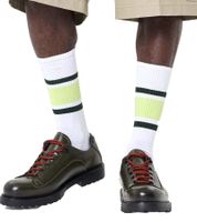 1 Paar Happy Socks Simple Stripe Herren Socken mit Streifen Baumwoll-Socken Alltags-Strümpfe P001607 Weiß/Grün