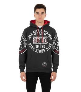 Versatile Men's Hoodie with Cool Brand Prints 19078 Grey