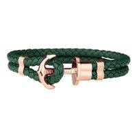 Bracciale da donna Paul Hewitt con chiusura ad ancora, bracciale rigido in vera pelle, bracciale in acciaio inossidabile PH-PH-L-R-G Verde