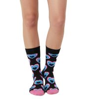 2 Paar Happy Socks Valentine’s Damen Socken in Geschenkbox mit Allover-Herzen-Print Baumwoll-Socken Alltags-Strümpfe Valentinstag P001717 Schwarz/Rosa/Bunt