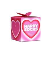 2 Paar Happy Socks Valentine’s Damen Socken in Geschenkbox mit Allover-Herzen-Print Baumwoll-Socken Alltags-Strümpfe Valentinstag P001717 Schwarz/Rosa/Bunt