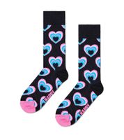 2 Paar Happy Socks Valentine’s Damen Socken in Geschenkbox mit Allover-Herzen-Print Baumwoll-Socken Alltags-Strümpfe Valentinstag P001717 Schwarz/Rosa/Bunt