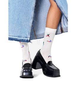 1 Paar Happy Socks Yogi Sock Damen Socken mit Yogi design Baumwoll-Socken Alltags-Strümpfe P001513 Ecru/Bunt