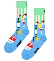 4 Paar Happy Socks Fancy Dinner Baumwoll-Socken mit Essens- und Getränkemotiven Alltags-Strümpfe in Geschenk-Box P002659 Bunt