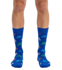 1 Paar Happy Socks Bike Herren Socken mit Allover Fahrrad-Print Baumwoll-Socken Alltags-Strümpfe P002586 Blau/Bunt