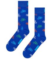 1 Paar Happy Socks Bike Herren Socken mit Allover Fahrrad-Print Baumwoll-Socken Alltags-Strümpfe P002586 Blau/Bunt
