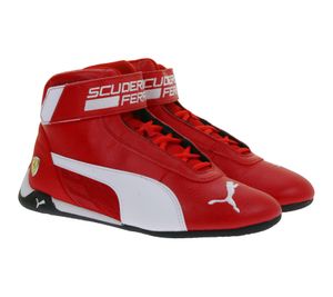 Auffällige PUMA X Scuderia Ferrari Race R-Cat Damen oder Herren Mid-Top Sneaker vom Motorsport inspiriert sportliche Schnür-Schuhe 339938 01 Rot/Weiß
