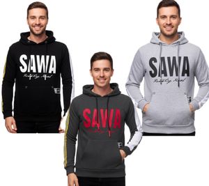 Felpa sportiva da uomo con cappuccio, con grande stampa e logo sul davanti. Felpa con cappuccio 19154 disponibile in nero, antracite o grigio.