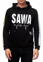 Sportlicher Kapuzen-Sweater für Herren mit großem Print und Schriftzug auf der Front Hoodie Pullover 19154 in Schwarz, Anthrazit oder Grau