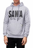 Sportlicher Kapuzen-Sweater für Herren mit großem Print und Schriftzug auf der Front Hoodie Pullover 19154 in Schwarz, Anthrazit oder Grau