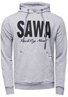 Sportlicher Kapuzen-Sweater für Herren mit großem Print und Schriftzug auf der Front Hoodie Pullover 19154 in Schwarz, Anthrazit oder Grau