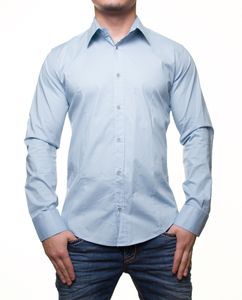 Classic long-sleeved shirt for men with Kent collar, business shirt, casual shirt, 8255 light blue