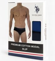 2-Pack U.S. POLO ASSN. Premium Men's Briefs, Sustainable Underwear, 180 g/m², 134 68263 53696 500, Royal Blue/Navy