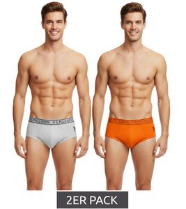 2-Pack U.S. POLO ASSN. Premium Men's Briefs, Sustainable Underwear, 180 g/m², 134 68263 53696 501 Orange/Grey Melange