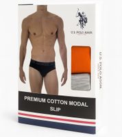 2-Pack U.S. POLO ASSN. Premium Men's Briefs, Sustainable Underwear, 180 g/m², 134 68263 53696 501 Orange/Grey Melange