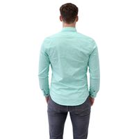 Elegant Men's Long-Sleeved Dress Shirt with Contrasting Button Placket Detail, Business Shirt 70 Mint