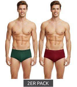2-Pack U.S. POLO ASSN. Premium Men's Briefs, Sustainable Underwear, 180 g/m², 134 68263 53696 502, Dark Green/Wine Red