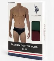 2-Pack U.S. POLO ASSN. Premium Men's Briefs, Sustainable Underwear, 180 g/m², 134 68263 53696 502, Dark Green/Wine Red
