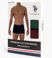 2-Pack U.S. POLO ASSN. Premium Men's Boxer Shorts, Sustainable Underwear, 180 g/m², 134 68262 53696 502, Dark Green/Wine Red