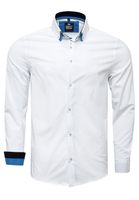 Trendiges Button-Down-Hemd für Herren Freizeit-Shirt Langarm-Hemd 80 Weiß/Blau