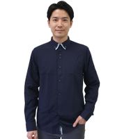 Trendiges Button-Down-Hemd für Herren Freizeit-Shirt Langarm-Hemd 80 Marine-Blau/Hellblau