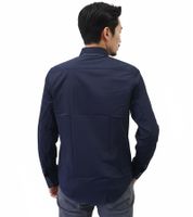 Trendiges Button-Down-Hemd für Herren Freizeit-Shirt Langarm-Hemd 80 Marine-Blau/Hellblau