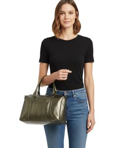 Spacious BURKLEY Creased Crystal Women's Handbag 27x19x10cm Shoulder Bag 1001603.46 11 Gray