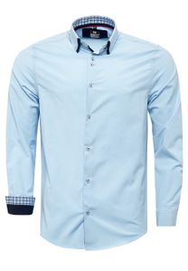 Trendiges Button-Down-Hemd für Herren Freizeit-Shirt Langarm-Hemd 80 Hell-Blau