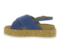 Trendy LAZAMANI Iria Women's Platform Sandals - Denim Cross Straps - Suede Footbed, EVA Sole LA33770 Denim/Blue
