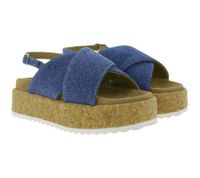 Trendy LAZAMANI Iria Women's Platform Sandals - Denim Cross Straps - Suede Footbed, EVA Sole LA33770 Denim/Blue