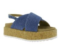 Trendy LAZAMANI Iria Women's Platform Sandals - Denim Cross Straps - Suede Footbed, EVA Sole LA33770 Denim/Blue