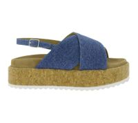 Trendy LAZAMANI Iria Women's Platform Sandals - Denim Cross Straps - Suede Footbed, EVA Sole LA33770 Denim/Blue