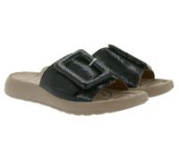 Stylish igi&co Women's Genuine Leather Mules Made in Italy Slippers with Snake Print Straps 76784 00 Black