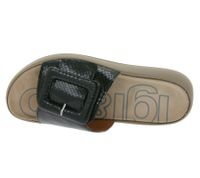Stylish igi&co Women's Genuine Leather Mules Made in Italy Slippers with Snake Print Straps 76784 00 Black