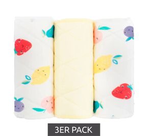 3er Pack Bambino Mio Baby Klein-Kinder Saugeinlage mit Stay-dry Oberschicht wiederverwendbare Stoffwindel-Einlage mit Früchten-Print Weiß 