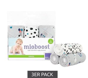 3er Pack Bambino Mio Baby Klein-Kinder Saugeinlage mit Stay-dry Oberschicht wiederverwendbare Stoffwindel-Einlage mit Tier-Print Weiß/Grau