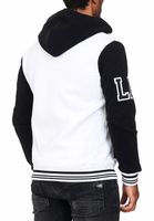 Lässige Sweat-Jacke für Herren im College-Style Kapuzen-Pullover Sweater 6876 in Rot/Weiß, Blau/Weiß oder Weiß/Schwarz
