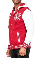Lässige Sweat-Jacke für Herren im College-Style Kapuzen-Pullover Sweater 6876 in Rot/Weiß, Blau/Weiß oder Weiß/Schwarz
