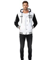 Lässige Sweat-Jacke für Herren im College-Style Kapuzen-Pullover Sweater 6876 in Rot/Weiß, Blau/Weiß oder Weiß/Schwarz