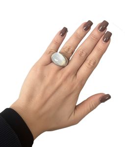 Calvin Klein Damen Ring mit oval geformtem Stein Edelstahl-Ring Finger-Ring KJ3QWR020107 Silber