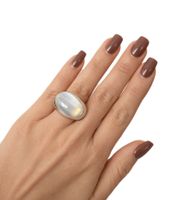Calvin Klein Damen Ring mit oval geformtem Stein Edelstahl-Ring Finger-Ring KJ3QWR020107 Silber 