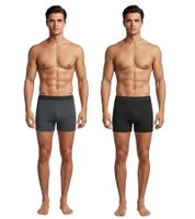 Pack de 2 calzoncillos bóxer premium para hombre de U.S. POLO ASSN., ropa interior sostenible, 180 g/m², 134 68262 53696 en azul rey/azul marino, verde oscuro/rojo vino, naranja/gris jaspeado o gris oscuro/negro.