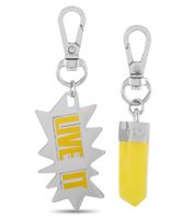 Stylish Calvin Klein Downtown Charm Set: Stainless Steel Pendants with Contrasting Resin and "LIVE IT" Lettering - Bag Accessories - 7 x 1.3 cm - KJJCJA090100 - Silver/Yellow