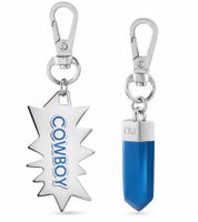 Fashionable Calvin Klein Downtown Charm Set: Stainless Steel Pendants with Contrasting Resin and COWBOY Logo - Bag Accessories - 7 x 1.3 cm - KJJCLA090300 - Silver/Blue