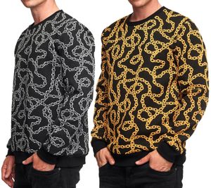 Sudadera única para hombre con estampado de cadenas, jersey de cuello redondo 19141 en negro o amarillo