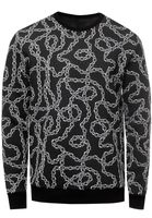 Sudadera única para hombre con estampado de cadenas, jersey de cuello redondo 19141 en negro o amarillo