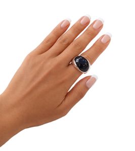 Anello da donna Pompous Calvin Klein con pietra ovale, anello in acciaio inossidabile, anello da dito KJ3QLR0201 Argento/Blu