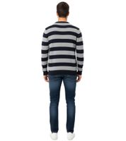 Stylischer ESPRIT Herren Strick-Pullover im Streifen-Design Rundhals-Sweater Baumwoll-Pullover Dunkelblau/Grau