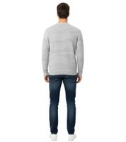 Stylischer ESPRIT Herren Strick-Pullover mit Wellen-Muster Rundhals-Sweater Baumwoll-Pullover Hell-Grau