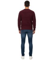 Stylischer ESPRIT Herren Strick-Pullover mit Wellen-Muster Rundhals-Sweater Baumwoll-Pullover Wein-Rot